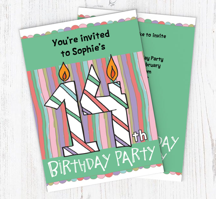 14th birthday candle party invitations