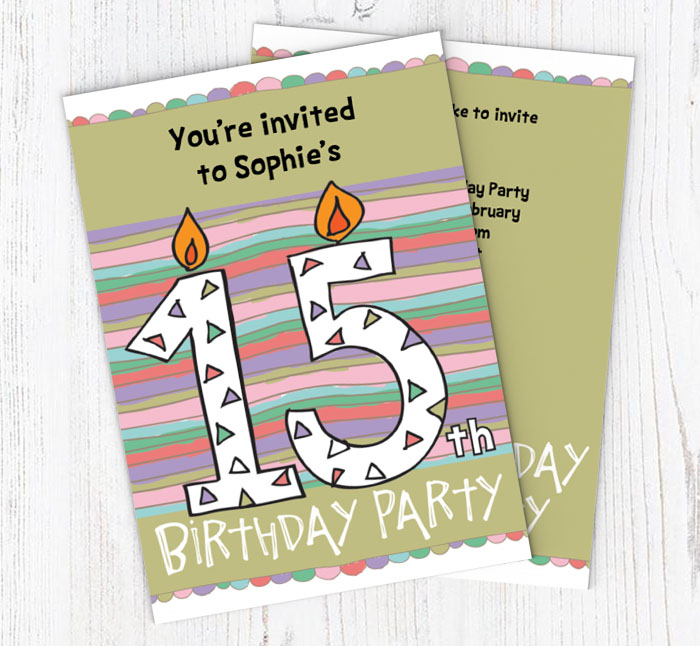 15th birthday candle party invitations