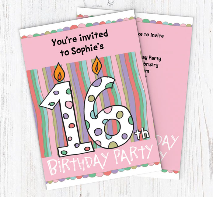 16th birthday candle party invitations