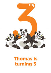 pandas 3rd birthday party invitations