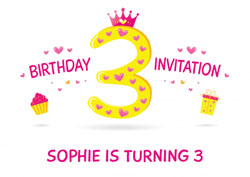 3rd princess birthday party invitations