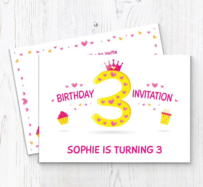 3rd princess birthday party invitations