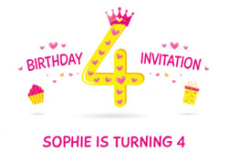 4th princess birthday party invitations