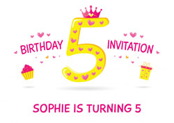 5th princess birthday party invitations