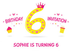 6th princess birthday party invitations