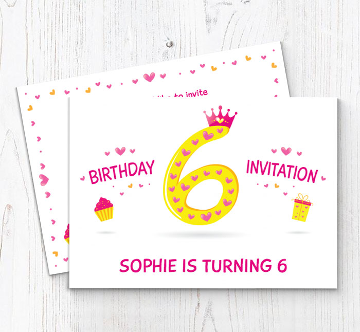 6th princess birthday party invitations