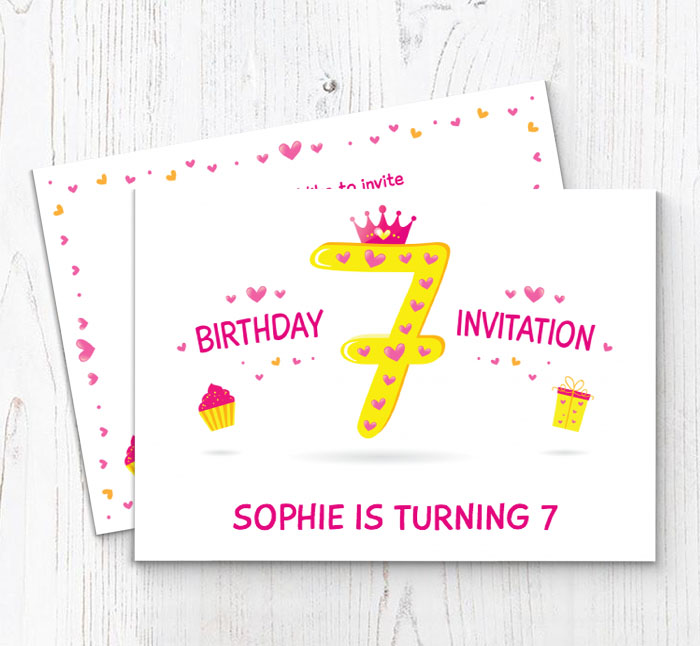 7th princess birthday party invitations