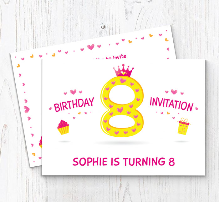 8th princess birthday party invitations