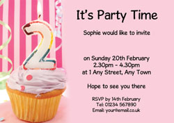 2nd birthday pink cupcake invitations