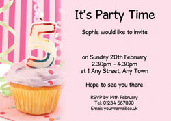 5th birthday pink cupcake invitations