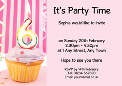 6th birthday pink cupcake invitations