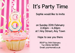 8th birthday pink cupcake invitations