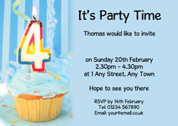 4th birthday blue cupcake invitations