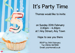 5th birthday blue cupcake invitations