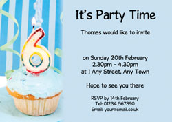 6th birthday blue cupcake invitations