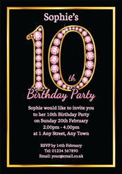 pink diamonds 10th birthday invitations