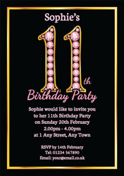 pink diamonds 11th birthday invitations