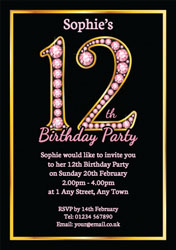 pink diamonds 12th birthday invitations