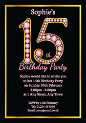 pink diamonds 15th birthday invitations