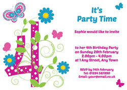 butterfly 4th birthday party invitations