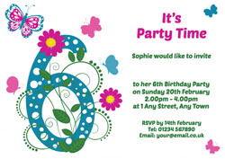 butterfly 6th birthday party invitations