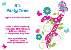 butterfly 7th birthday party invitations