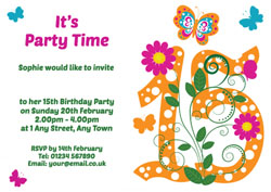 butterfly 15th birthday party invitations