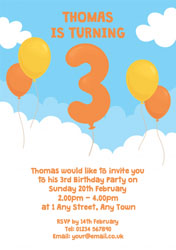 3rd birthday balloon party invitations