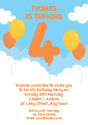 4th birthday balloon party invitations