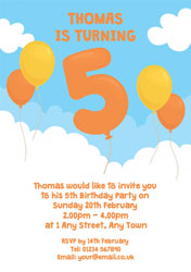 5th birthday balloon party invitations