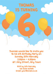 6th birthday balloon party invitations