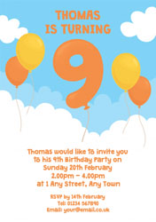 9th birthday balloon party invitations