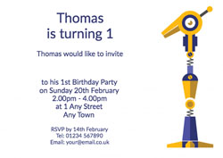 robot 1st birthday party invitations