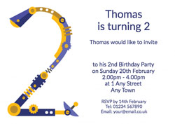 robot 2nd birthday party invitations
