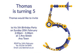 robot 5th birthday party invitations