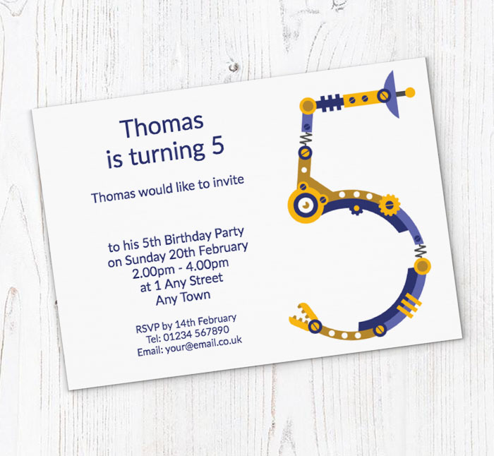 robot-5th-birthday-party-invitations-personalise-online-plus-free