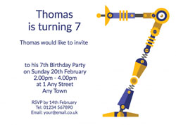 robot 7th birthday party invitations