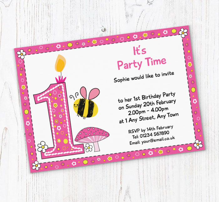 bumble bee 1st birthday invitations