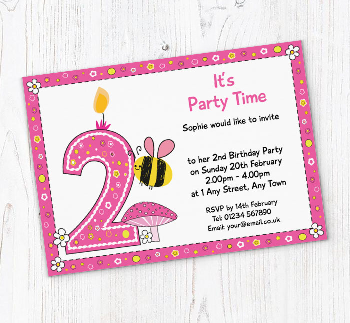 bumble bee 2nd birthday invitations