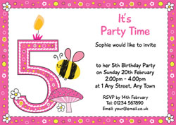 bumble bee 5th birthday invitations