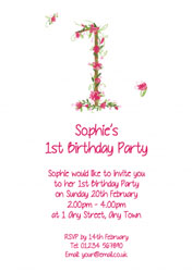 floral 1st birthday party invitations