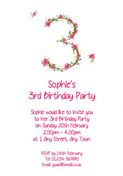 floral 3rd birthday party invitations