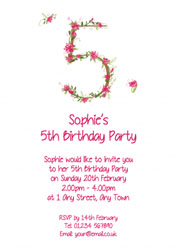 floral 5th birthday party invitations