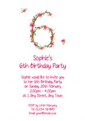 floral 6th birthday party invitations