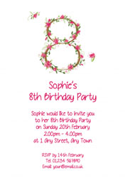 floral 8th birthday party invitations