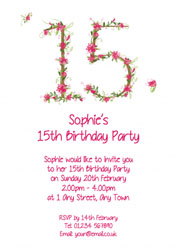 floral 15th birthday party invitations