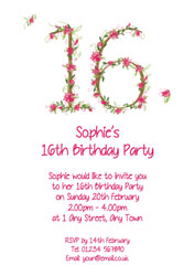floral 16th birthday party invitations