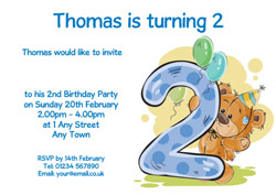 party bear 2nd birthday party invitations