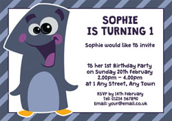 penguin 1st birthday party invitations