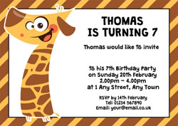 giraffe 7th birthday party invitations